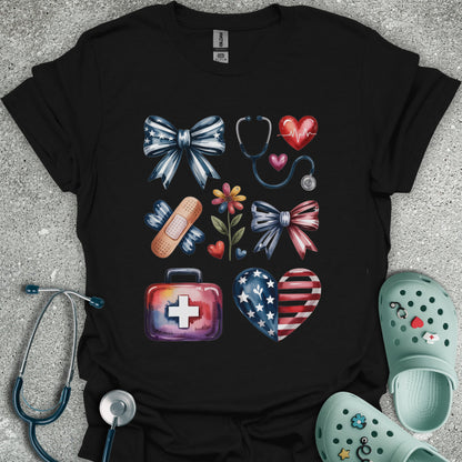 Patriotic Doodles Nurse T-Shirt