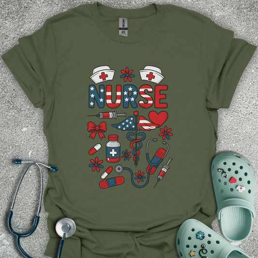 Patriotic Nurse And Doodles T-Shirt