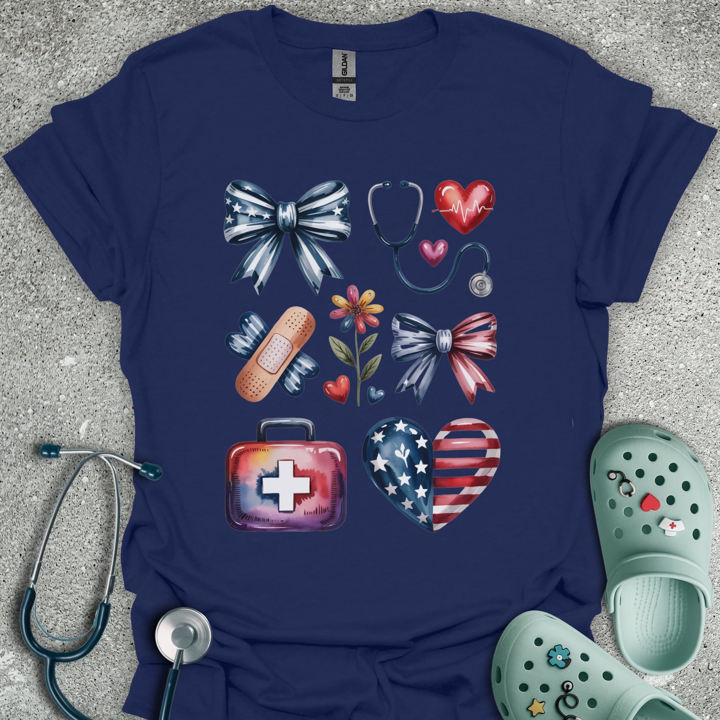 Patriotic Doodles Nurse T-Shirt
