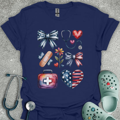 Patriotic Doodles Nurse T-Shirt