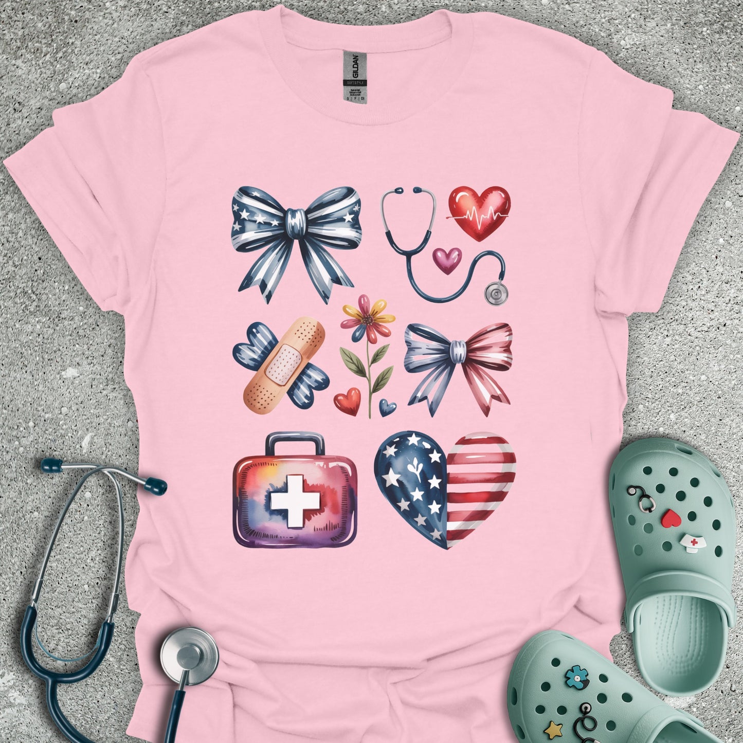 Patriotic Doodles Nurse T-Shirt