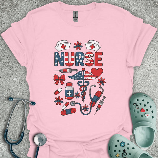 Patriotic Nurse And Doodles T-Shirt
