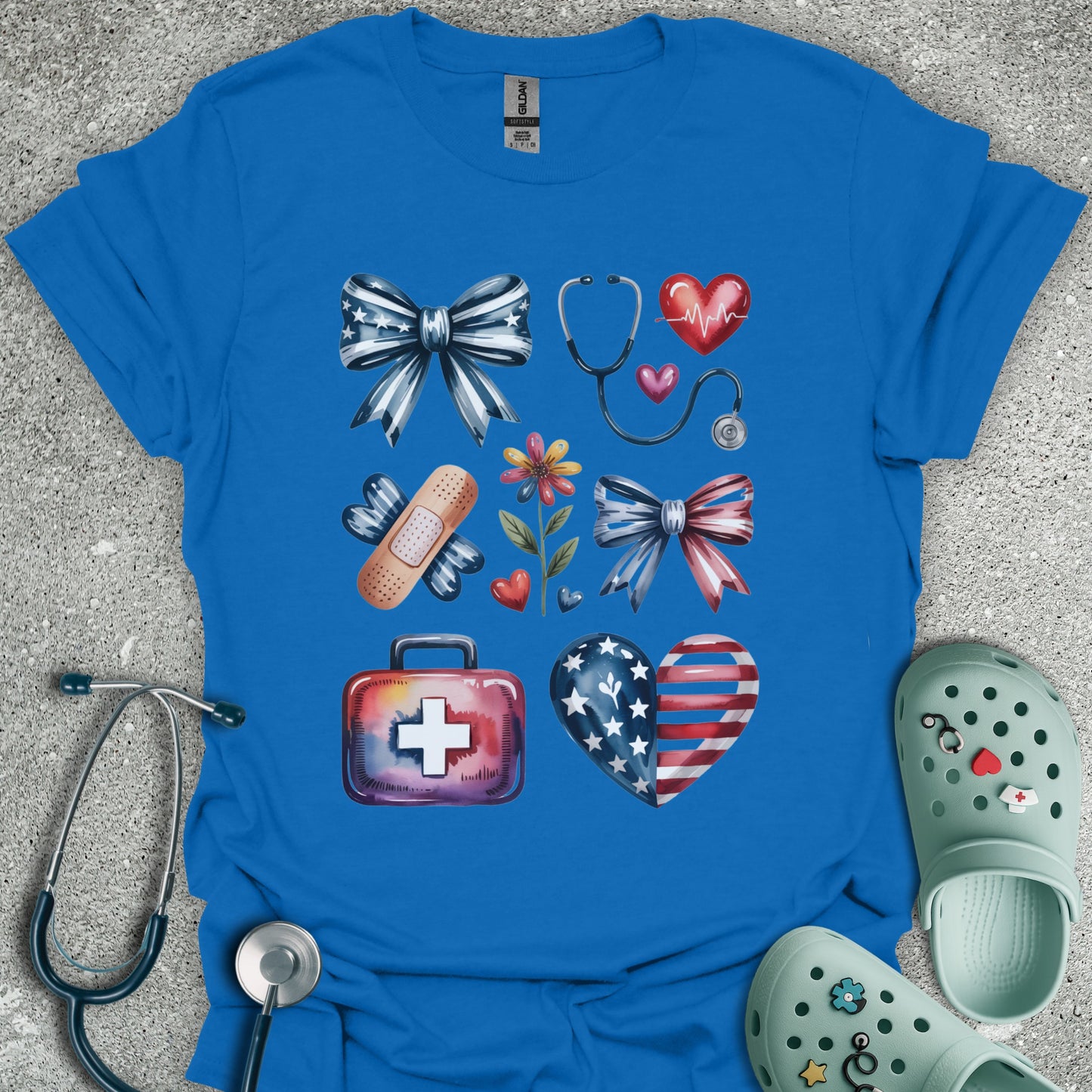 Patriotic Doodles Nurse T-Shirt