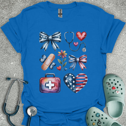 Patriotic Doodles Nurse T-Shirt