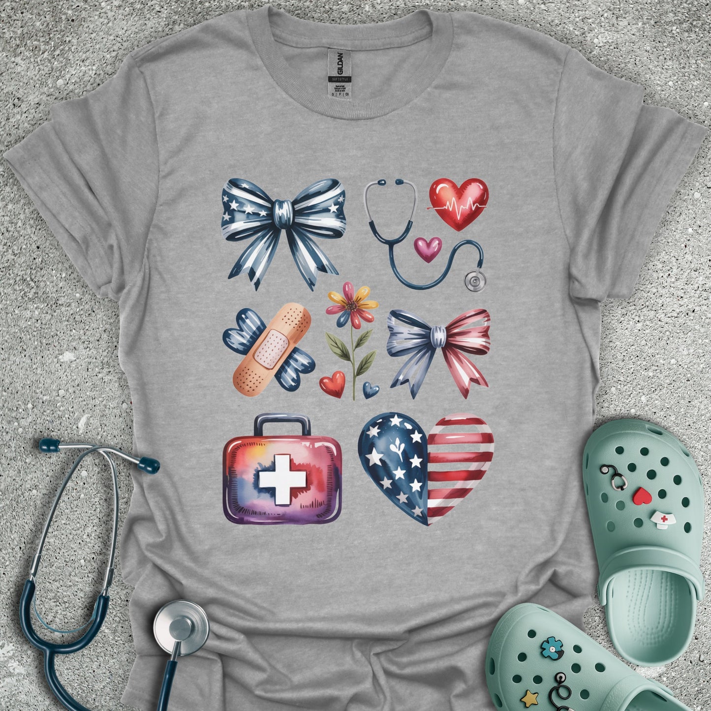 Patriotic Doodles Nurse T-Shirt
