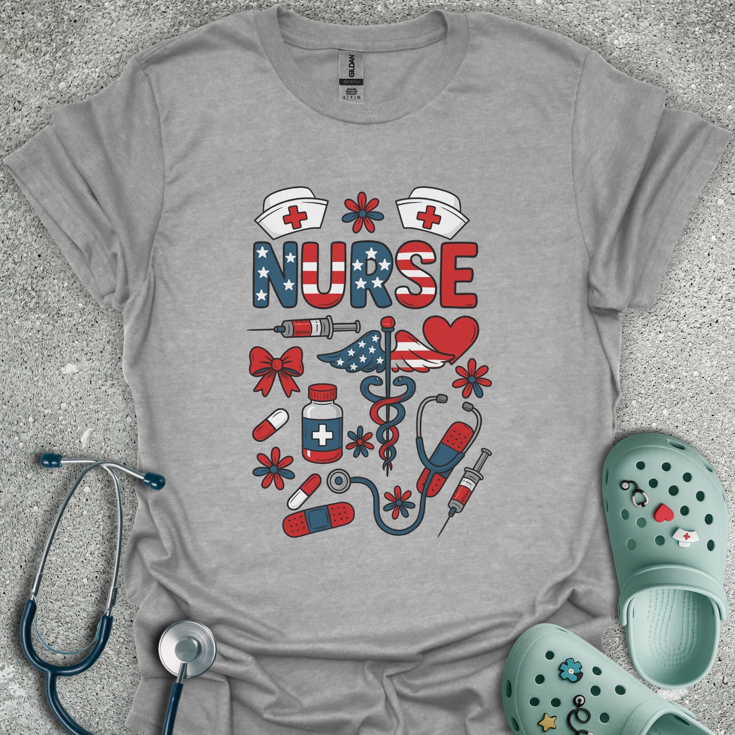 Patriotic Nurse And Doodles T-Shirt