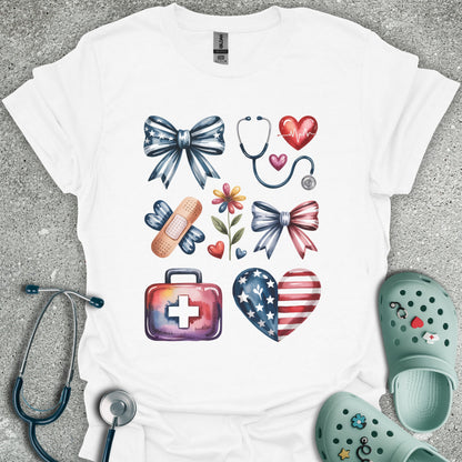 Patriotic Doodles Nurse T-Shirt